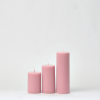 Pink Stripped Flathead Candle set