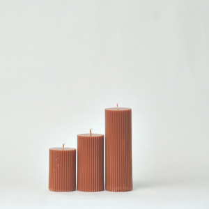 Brown Stripped Flathead Candle set